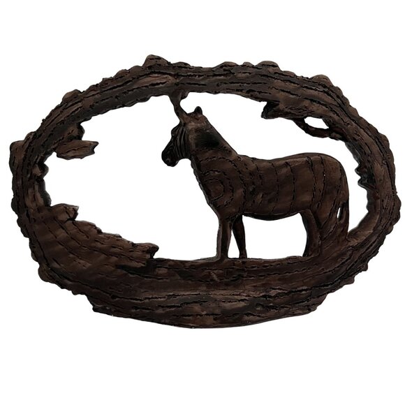 Wildlife Collectibles Hand Carved Bark Zebra Sculpture 7.5"x5" Unique By Horiz - Picture 2 of 14